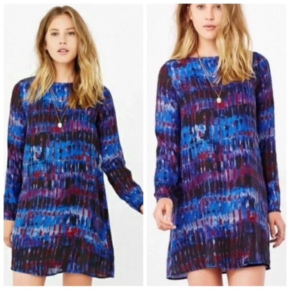 BB Dakota x Steve Madden Revolve Emily Long Sleeve Shift Dress Midnight Sky Blue - Picture 1 of 13
